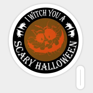 I Witch You a Scary Halloween Orange Spooky Creepy Smile Sticker